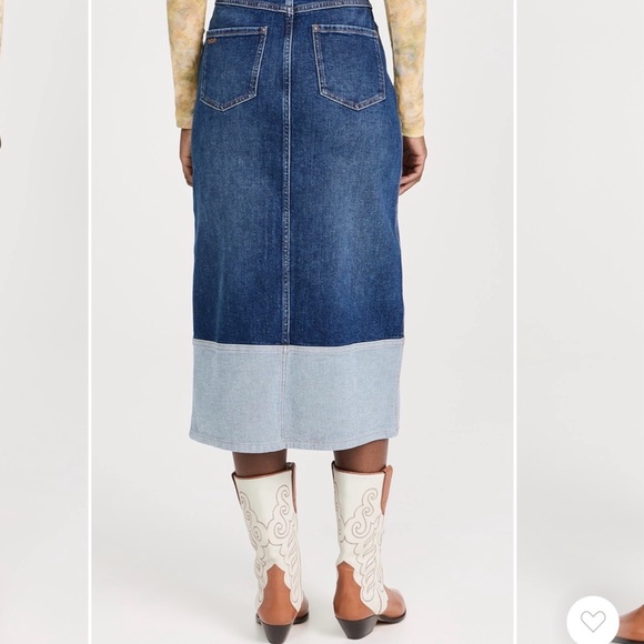 Evereve ba&sh Vicky Denim Skirt Size 36 NWT Colorblock Midi Skirt High Rise - Picture 2 of 12